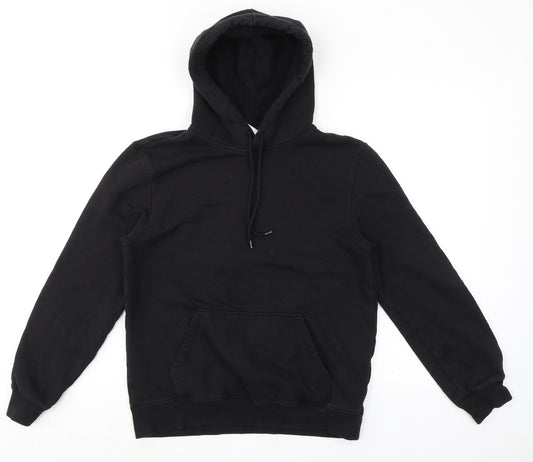 H&M Mens Black Cotton Pullover Hoodie Size S