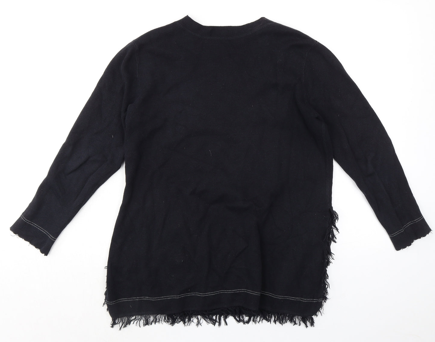 Topshop Womens Black Crew Neck 100% Cotton Pullover Jumper Size 8