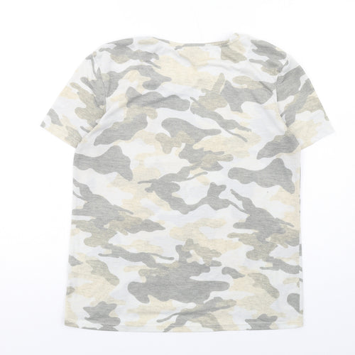 Marks and Spencer Womens Multicoloured Camouflage Polyester Basic T-Shirt Size 10 Crew Neck