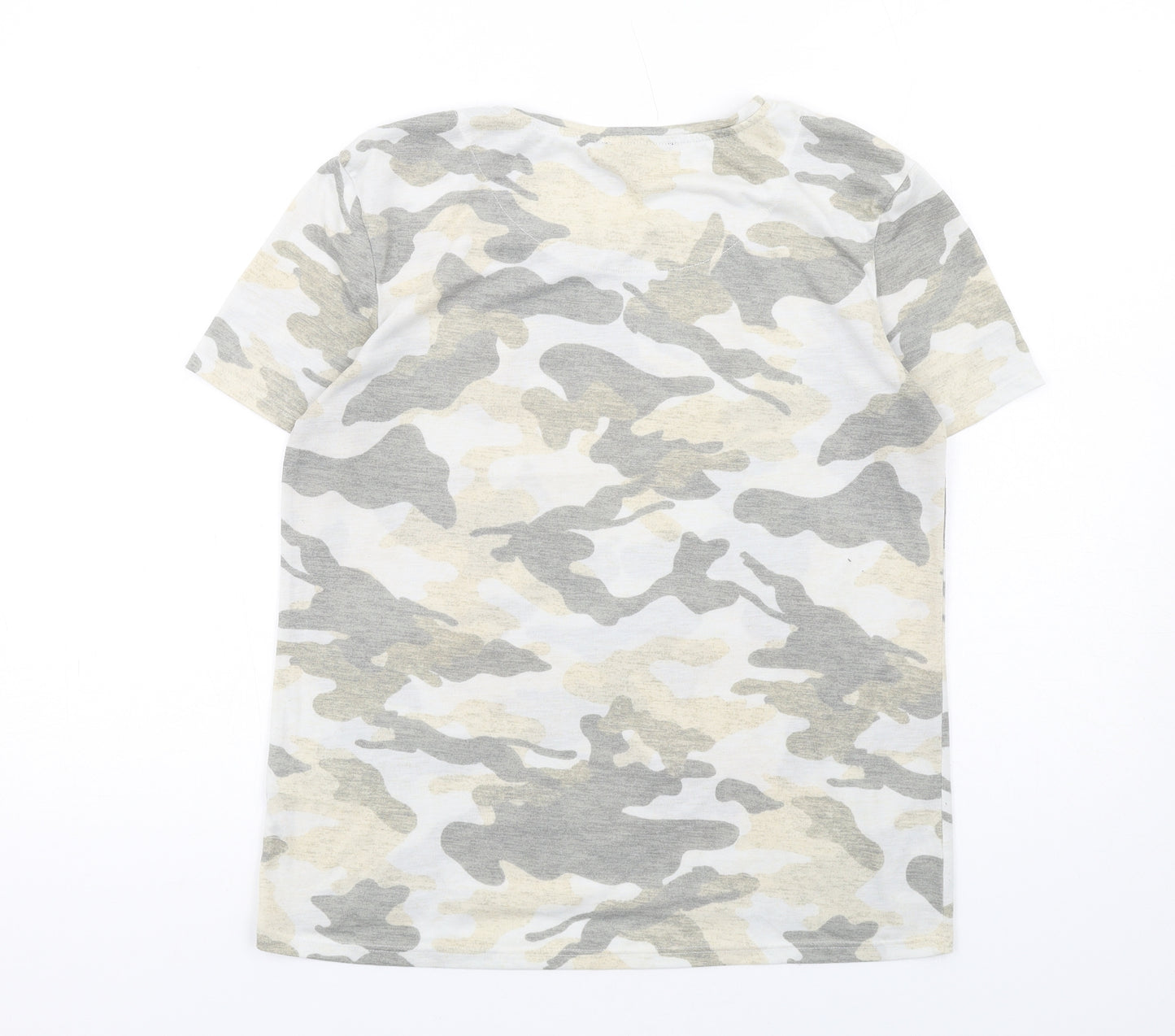 Marks and Spencer Womens Multicoloured Camouflage Polyester Basic T-Shirt Size 10 Crew Neck