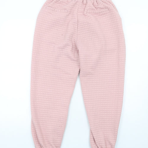 Sixth June Womens Pink Geometric Polyester Jogger Trousers Size S L28 in Regular Drawstring
