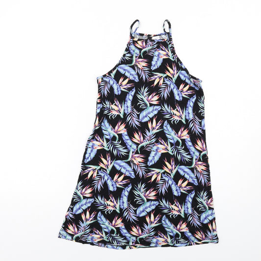 H&M Womens Multicoloured Geometric Viscose Tank Dress Size 6 Square Neck Pullover