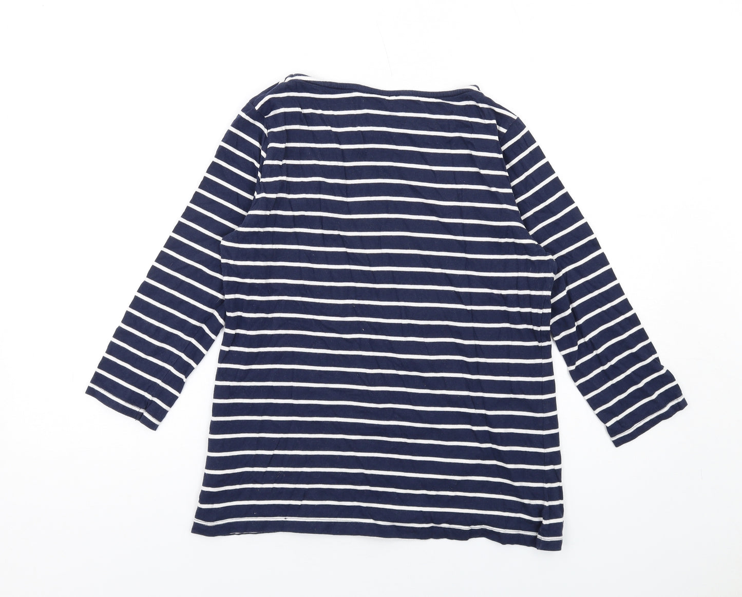 Crew Clothing Womens Blue Striped Cotton Basic T-Shirt Size 12 Boat Neck