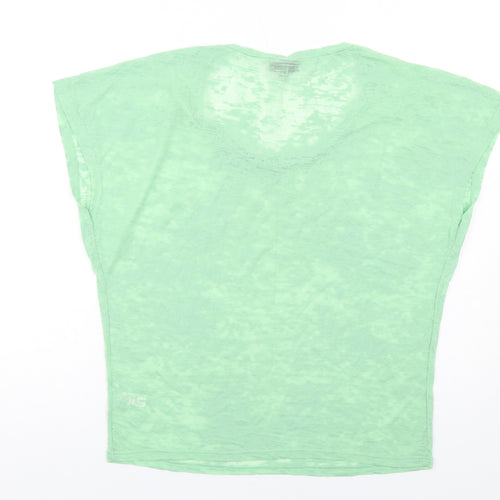 Topshop Womens Green Cotton Basic T-Shirt Size 8 Round Neck