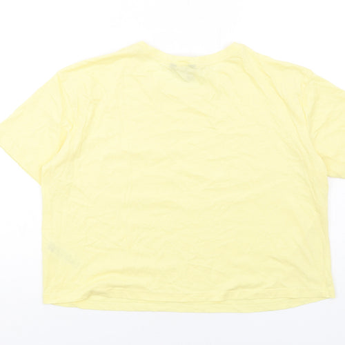 New Look Womens Yellow Cotton Basic T-Shirt Size 12 Crew Neck