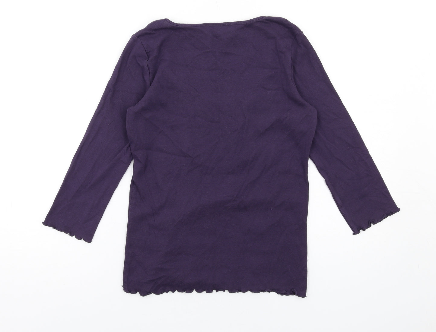 Per Una Womens Purple Cotton Basic T-Shirt Size 10 Scoop Neck