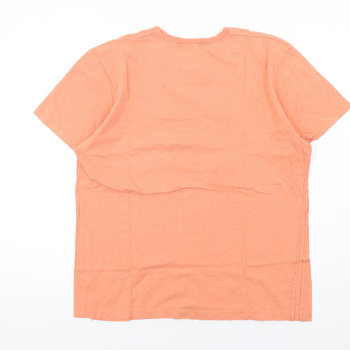 BHS Mens Orange Cotton T-Shirt Size M Crew Neck - Aloha