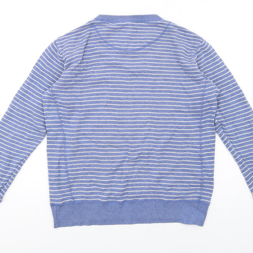 Uniqlo Womens Blue Round Neck Striped Cotton Pullover Jumper Size M