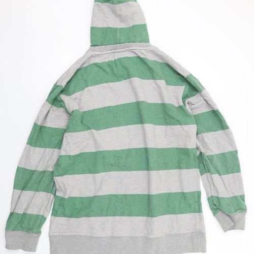 Kayak Womens Green Striped Cotton Pullover Hoodie Size M Pullover