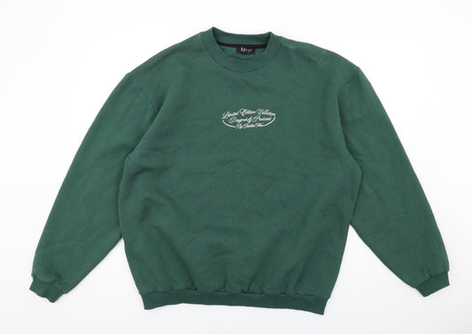 Boohoo Mens Green Cotton Pullover Sweatshirt Size M