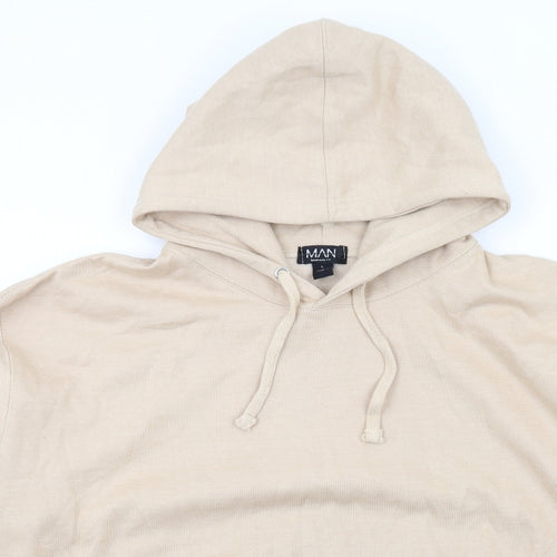 Boohoo Mens Beige Cotton Pullover Hoodie Size L