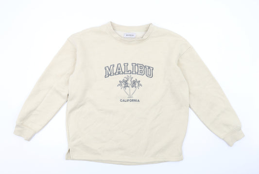 BASSINI Womens Beige Cotton Pullover Sweatshirt Size XL Pullover - Malibu California