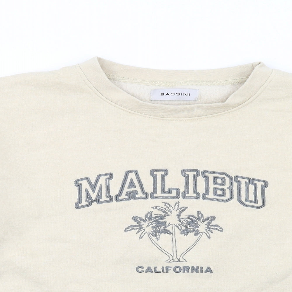 BASSINI Womens Beige Cotton Pullover Sweatshirt Size XL Pullover - Malibu California