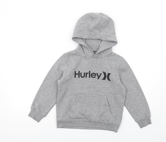 Hurley Boys Grey Cotton Pullover Hoodie Size 6 Years Pullover
