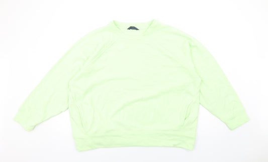 GOODMOVE Womens Green Cotton Pullover Sweatshirt Size 18 Pullover