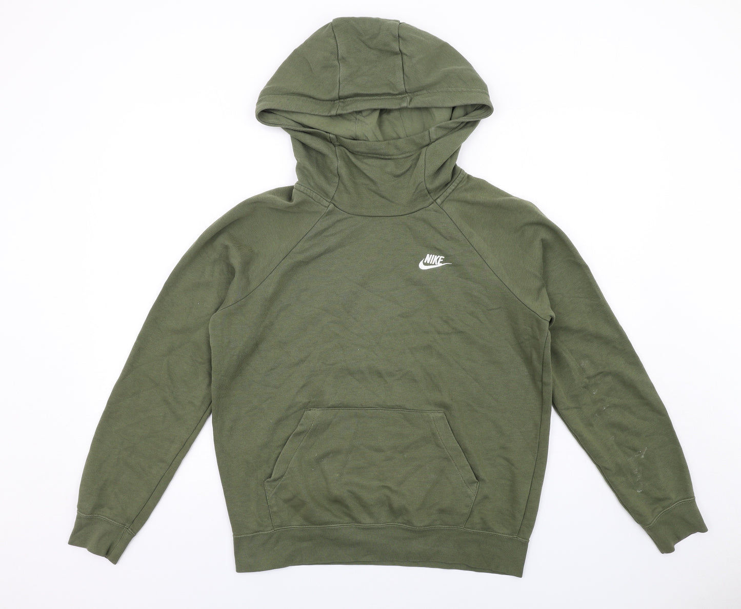Nike Mens Green Cotton Pullover Hoodie Size S