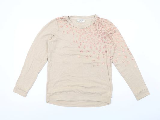 Oasis Womens Beige Animal Print Viscose Pullover Sweatshirt Size XS Pullover - Leopard pattern