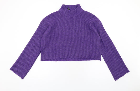 H&M Womens Purple Mock Neck Acrylic Pullover Jumper Size S