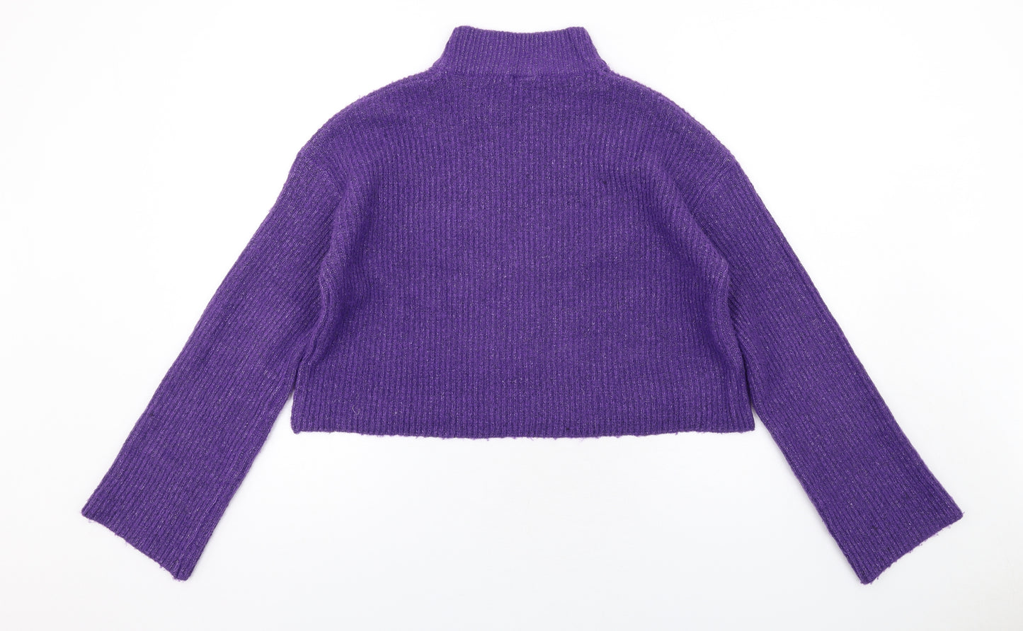 H&M Womens Purple Mock Neck Acrylic Pullover Jumper Size S