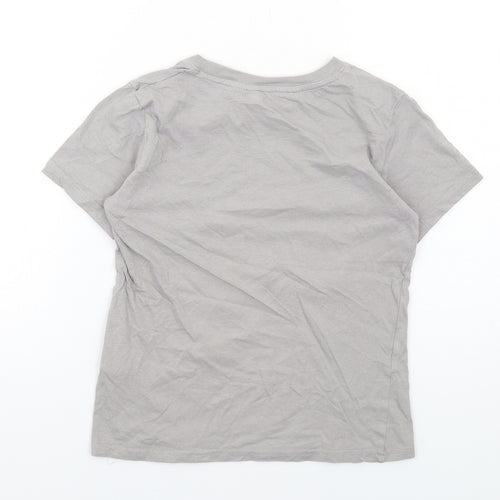 H&M Boys Grey Cotton Basic T-Shirt Size 8-9 Years Round Neck Pullover - Mandalorian