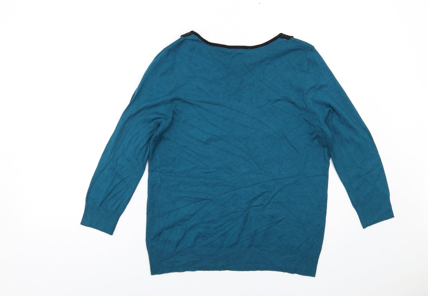 Bonmarché Womens Blue Round Neck Viscose Pullover Jumper Size 12