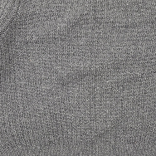 Jaeger Mens Grey Crew Neck Wool Pullover Jumper Size M Long Sleeve - Elbow patches