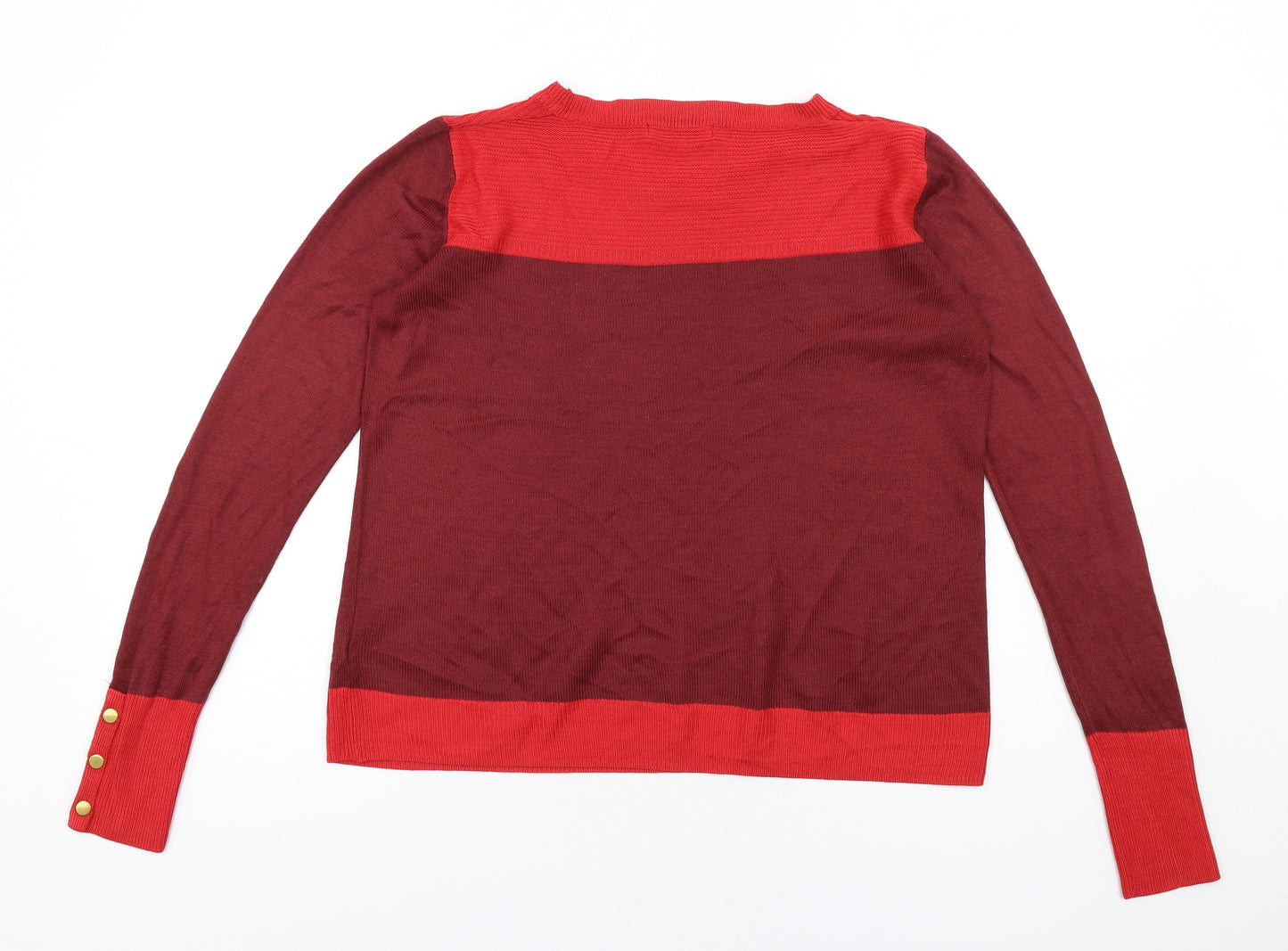 Classic Womens Red Round Neck Acrylic Pullover Jumper Size 8