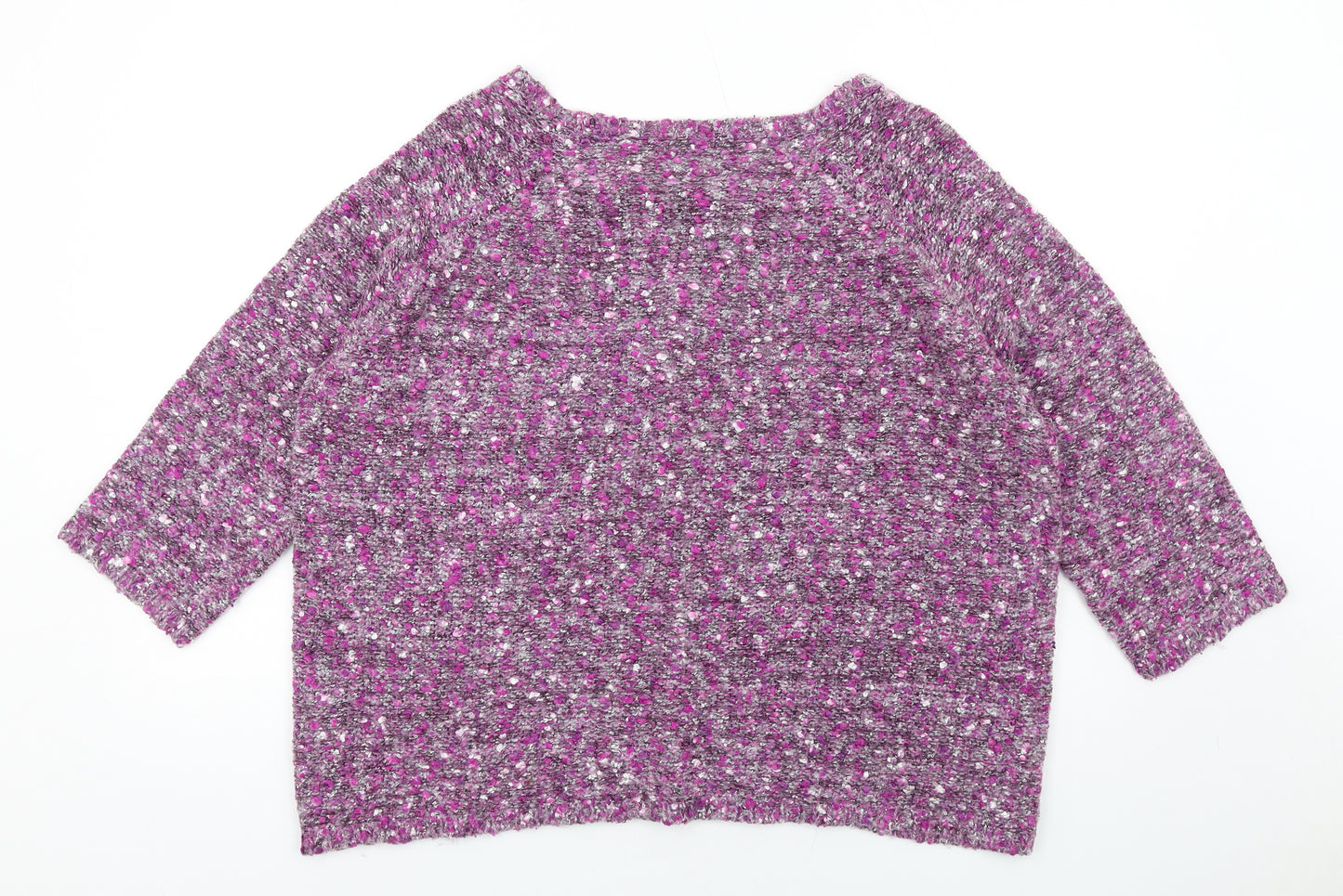 Bonmarché Womens Purple Round Neck Acrylic Pullover Jumper Size XL
