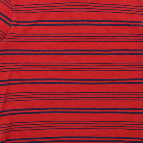 Nautica Mens Red Striped Cotton Polo Size S Collared Button