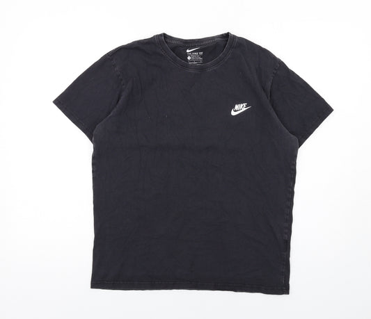 Nike Mens Black Cotton T-Shirt Size L Crew Neck