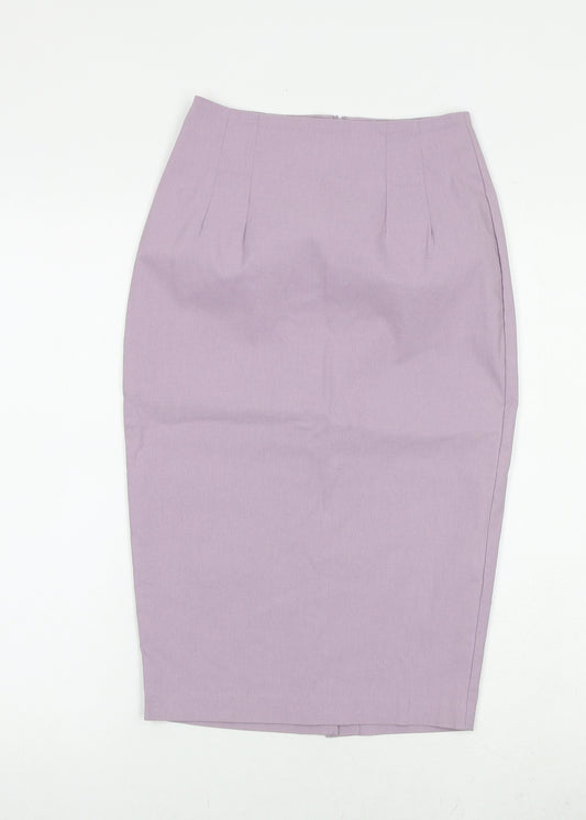 New Look Womens Purple Viscose Straight & Pencil Skirt Size 6 Zip