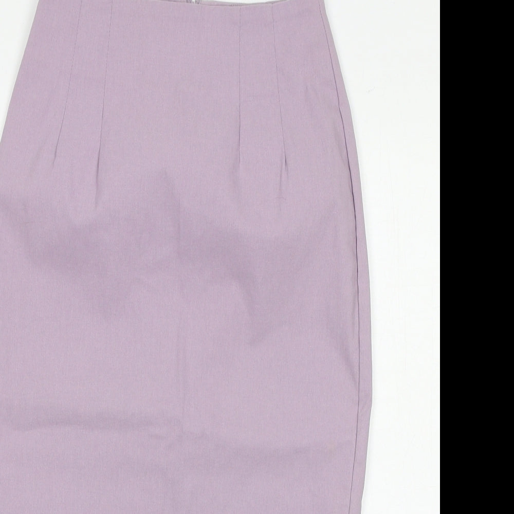 New Look Womens Purple Viscose Straight & Pencil Skirt Size 6 Zip