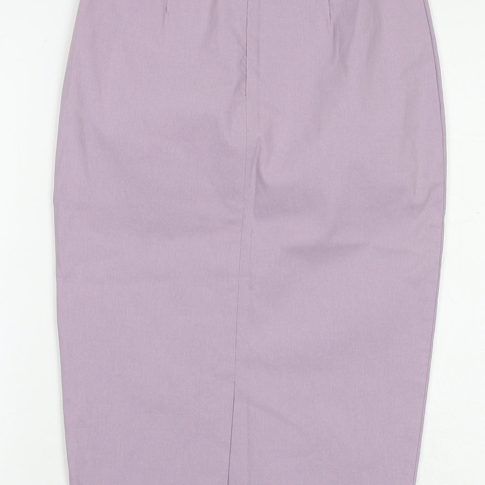 New Look Womens Purple Viscose Straight & Pencil Skirt Size 6 Zip