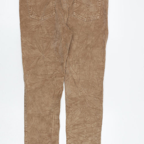 Fat Face Womens Brown Cotton Trousers Size 12 L30 in Regular Zip