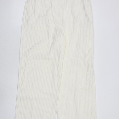 Marks and Spencer Womens Ivory Cotton Trousers Size 16 L30 in Regular Zip