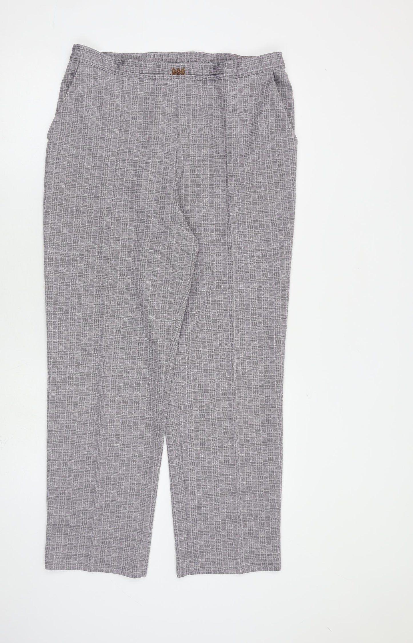 Marks and Spencer Womens Grey Plaid Polyester Dress Pants Trousers Size 18 L28 in Regular