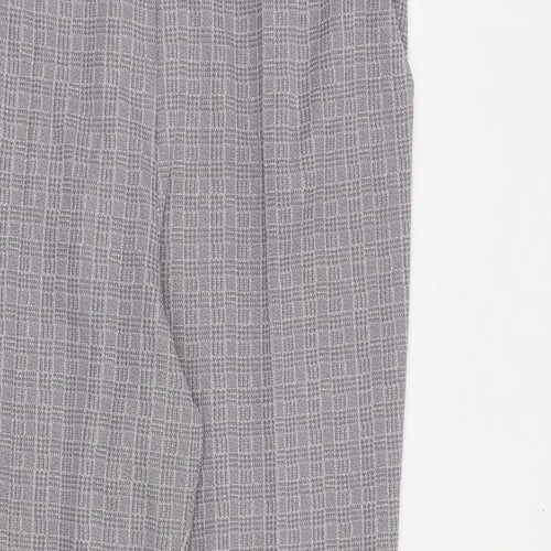 Marks and Spencer Womens Grey Plaid Polyester Dress Pants Trousers Size 18 L28 in Regular