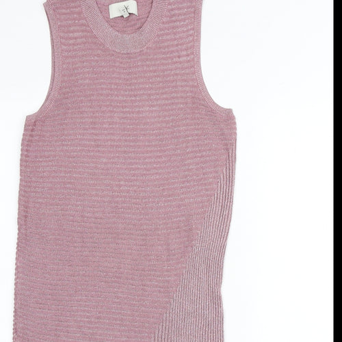NEXT Womens Pink Viscose Tank Dress Size 10 Round Neck Pullover