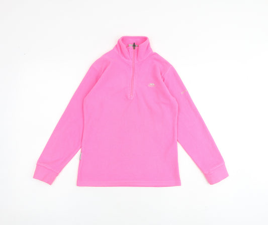 Trespass Girls Pink Polyester Pullover Sweatshirt Size 9-10 Years Zip