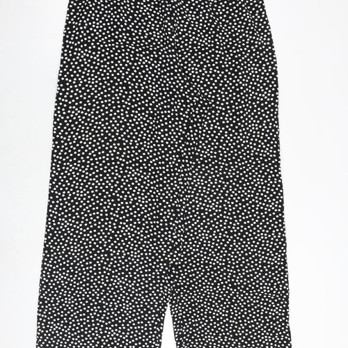 Marks and Spencer Womens Black Polka Dot Viscose Trousers Size 16 L30 in Regular