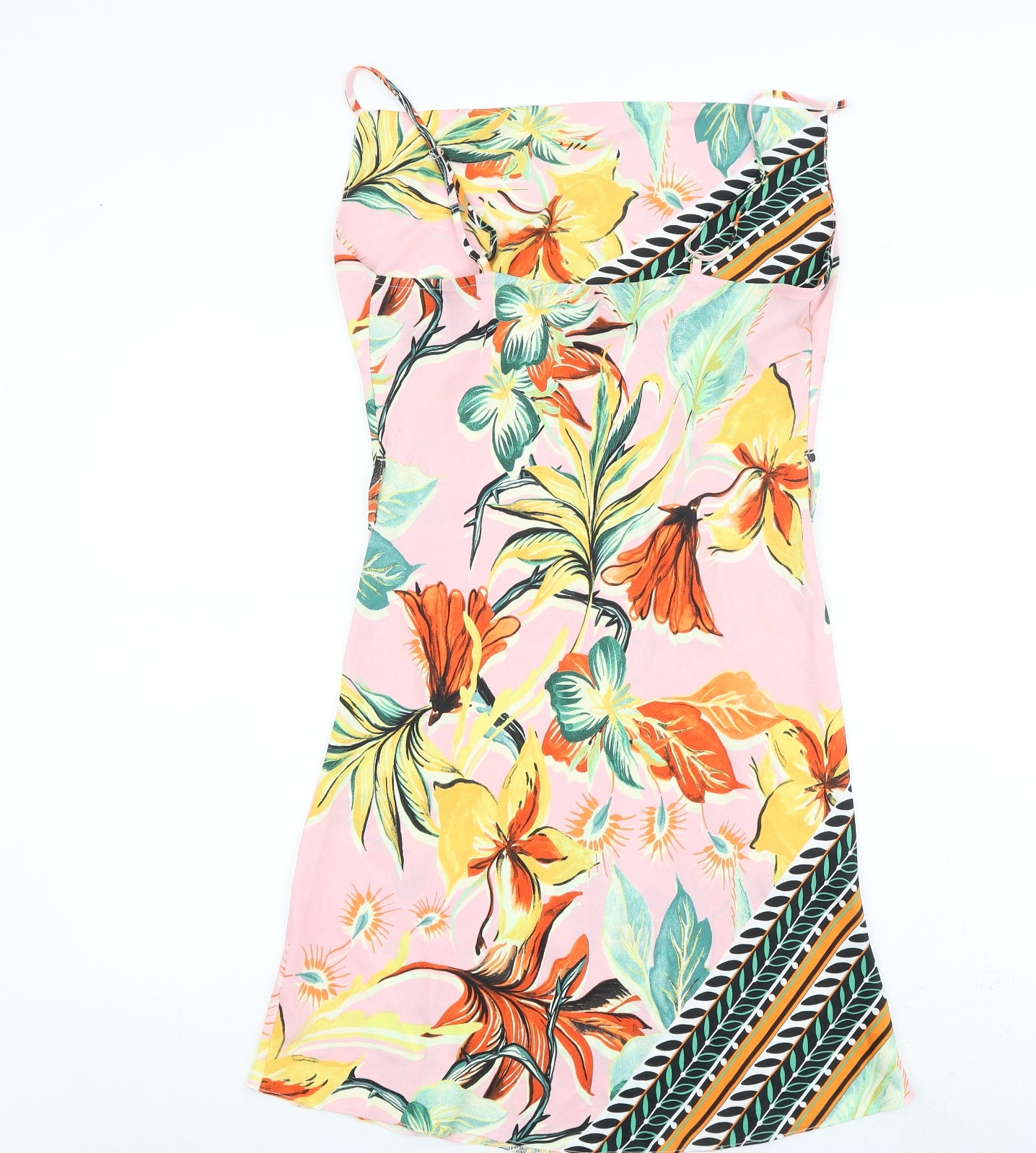 River Island Womens Multicoloured Floral Polyester Tank Dress Size 10 Square Neck Pullover