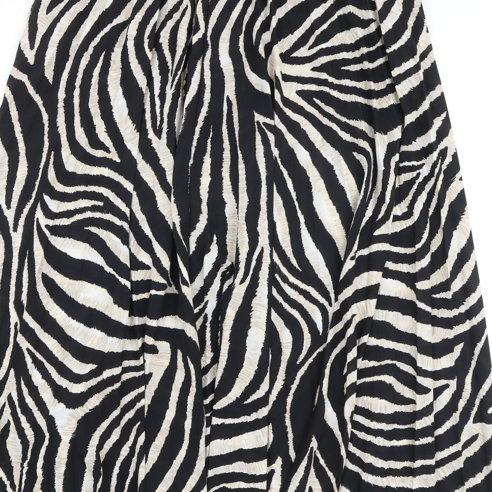 Dorothy Perkins Womens Black Animal Print Polyester Swing Skirt Size 12 - Zebra pattern