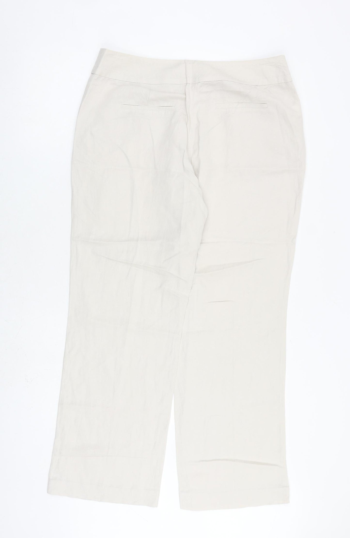 Monsoon Womens Beige Polyester Dress Pants Trousers Size 14 L29 in Regular Zip