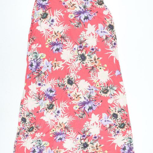 NEXT Womens Pink Floral Viscose Peasant Skirt Size 12 Button