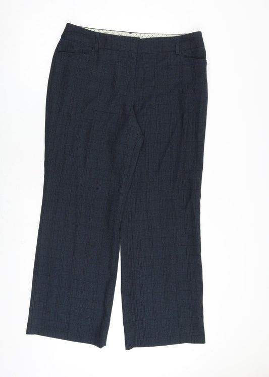 NEXT Womens Blue Plaid Polyester Dress Pants Trousers Size 16 L31 in Regular Zip