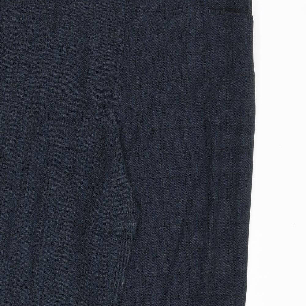 NEXT Womens Blue Plaid Polyester Dress Pants Trousers Size 16 L31 in Regular Zip