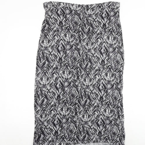Bonmarché Womens Grey Geometric Polyester A-Line Skirt Size 14
