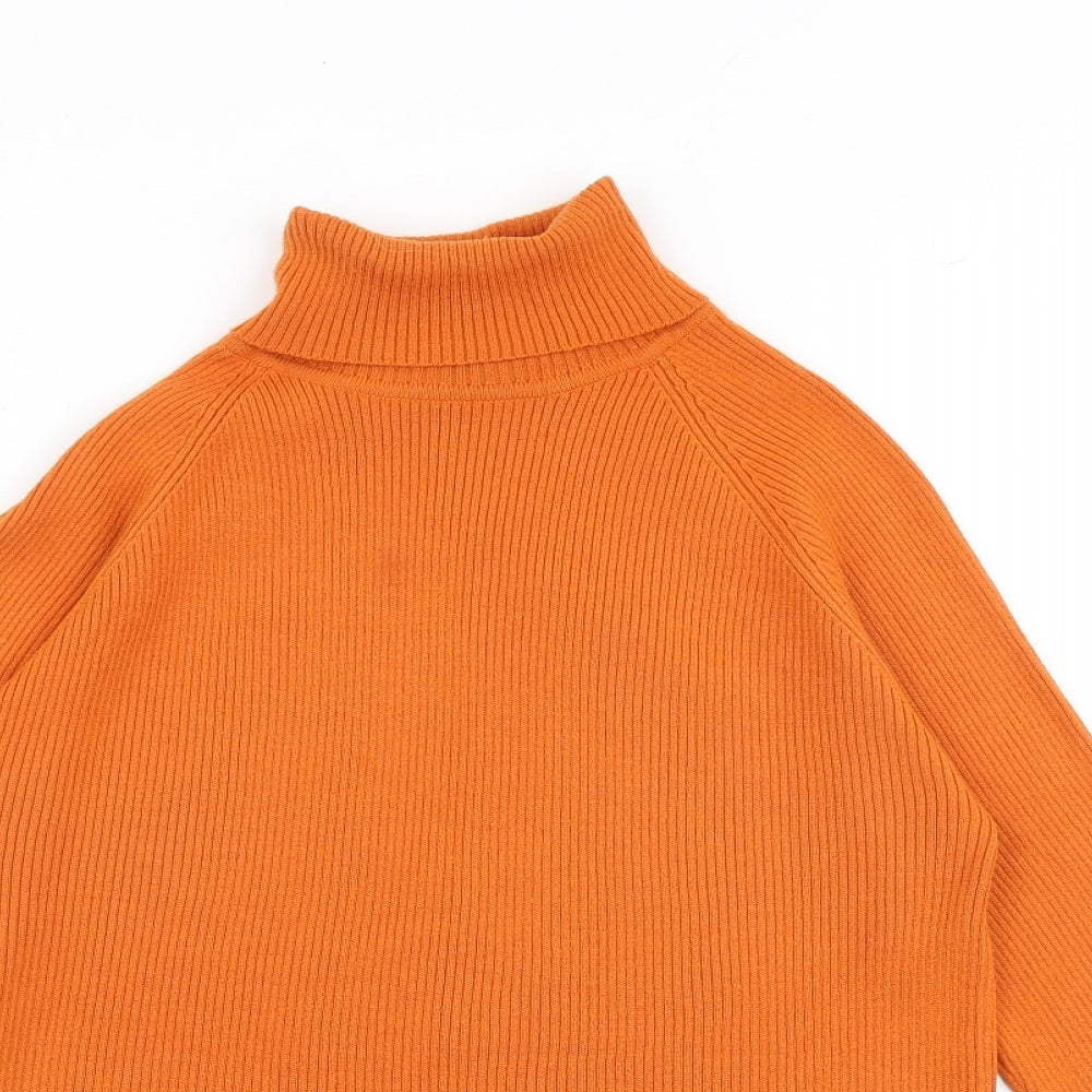 Marks and Spencer Womens Orange Roll Neck Acrylic Pullover Jumper Size 14