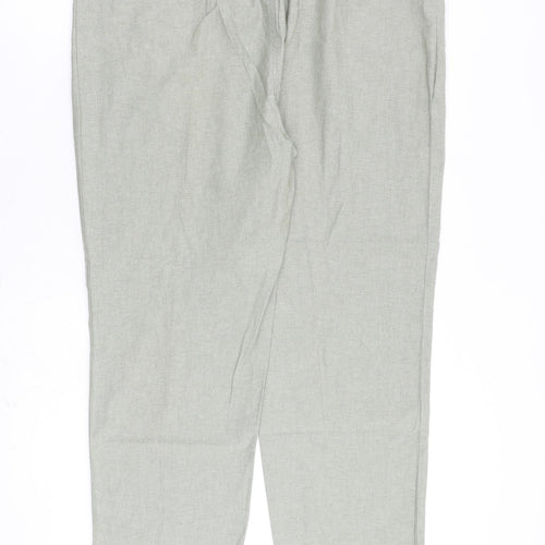 EWM Womens Grey Cotton Trousers Size 16 L28 in Regular Tie