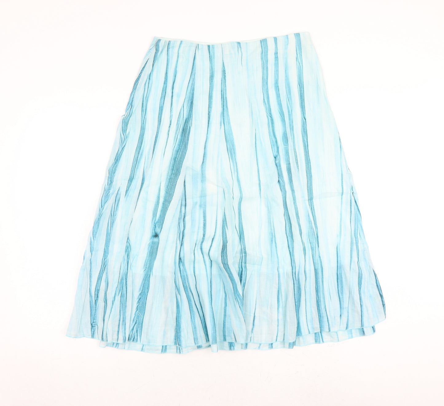 Per Una Womens Blue Cotton Swing Skirt Size 10 Zip